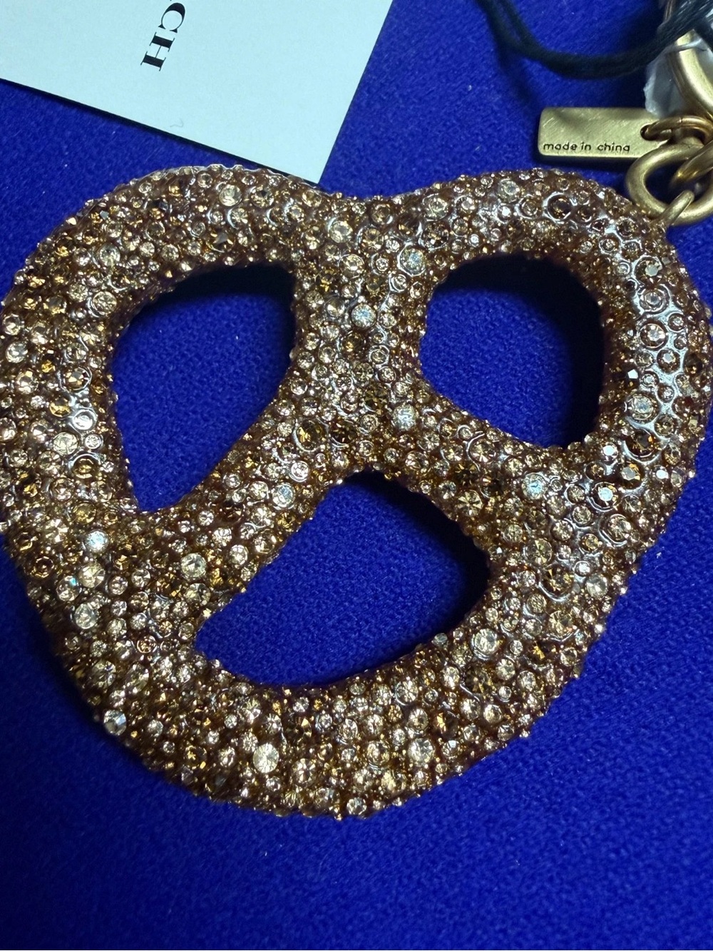Coach Gold Crystal Pretzel Charm Keychain - Picture 2 of 3